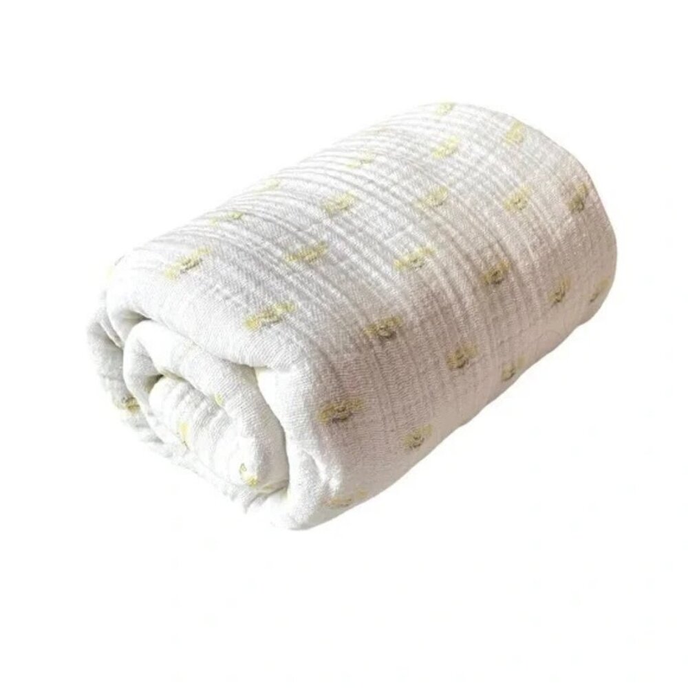 Aden + Anais | Cream "Bees" Cotton Muslin Swaddle | Size 48"x45"